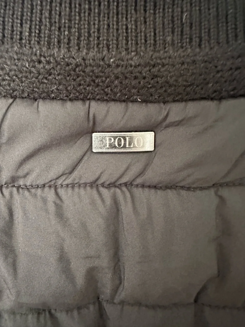 Polo Ralph Lauren Black Quilted Hybrid Jacket  Classic Designer Knit Mens Coat - Picture 5 of 16